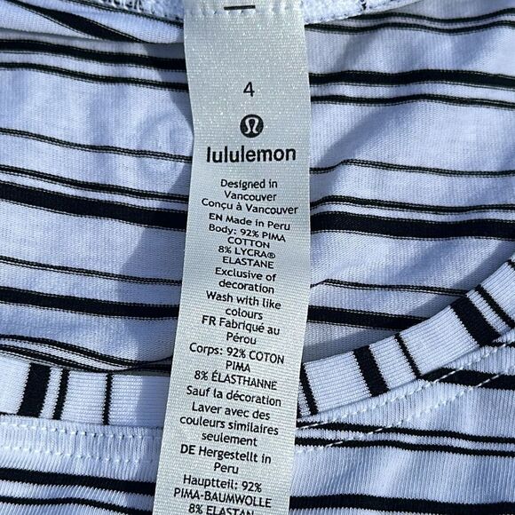Lululemon Emerald Long Sleeve‎ Cut Back Stripe White Black size 4 NWT - Picture 6 of 7